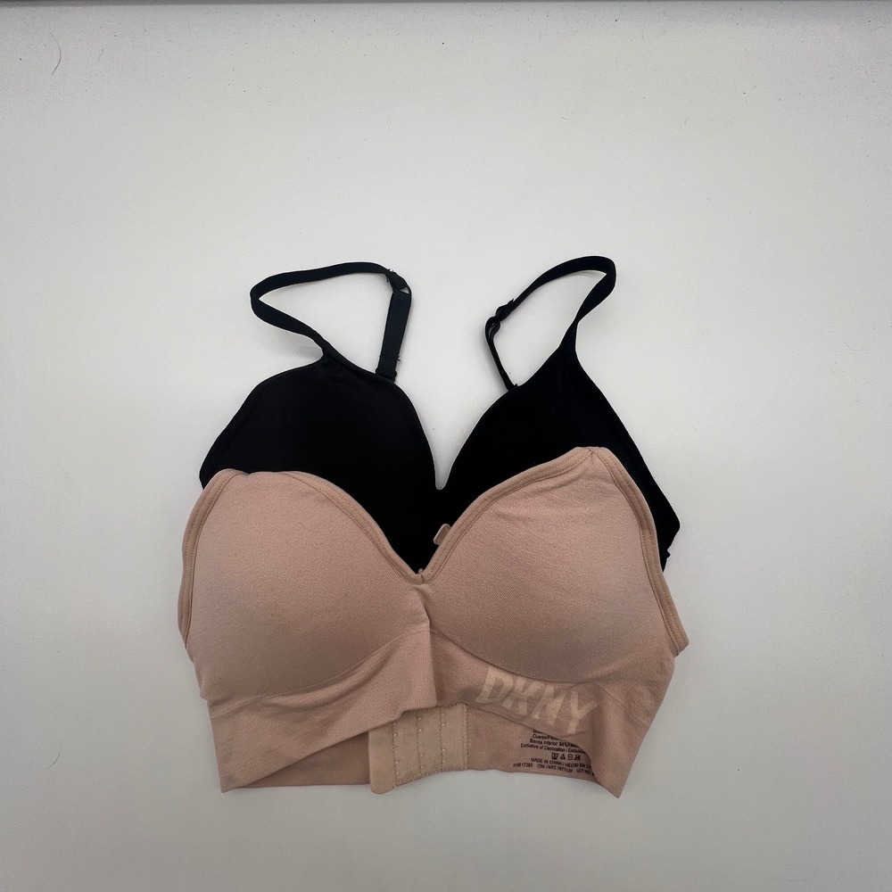 DKNY Seamless Bralettes Set of 2 Black Nude XS